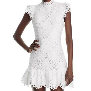 Mock Neck Lace Shift Dress